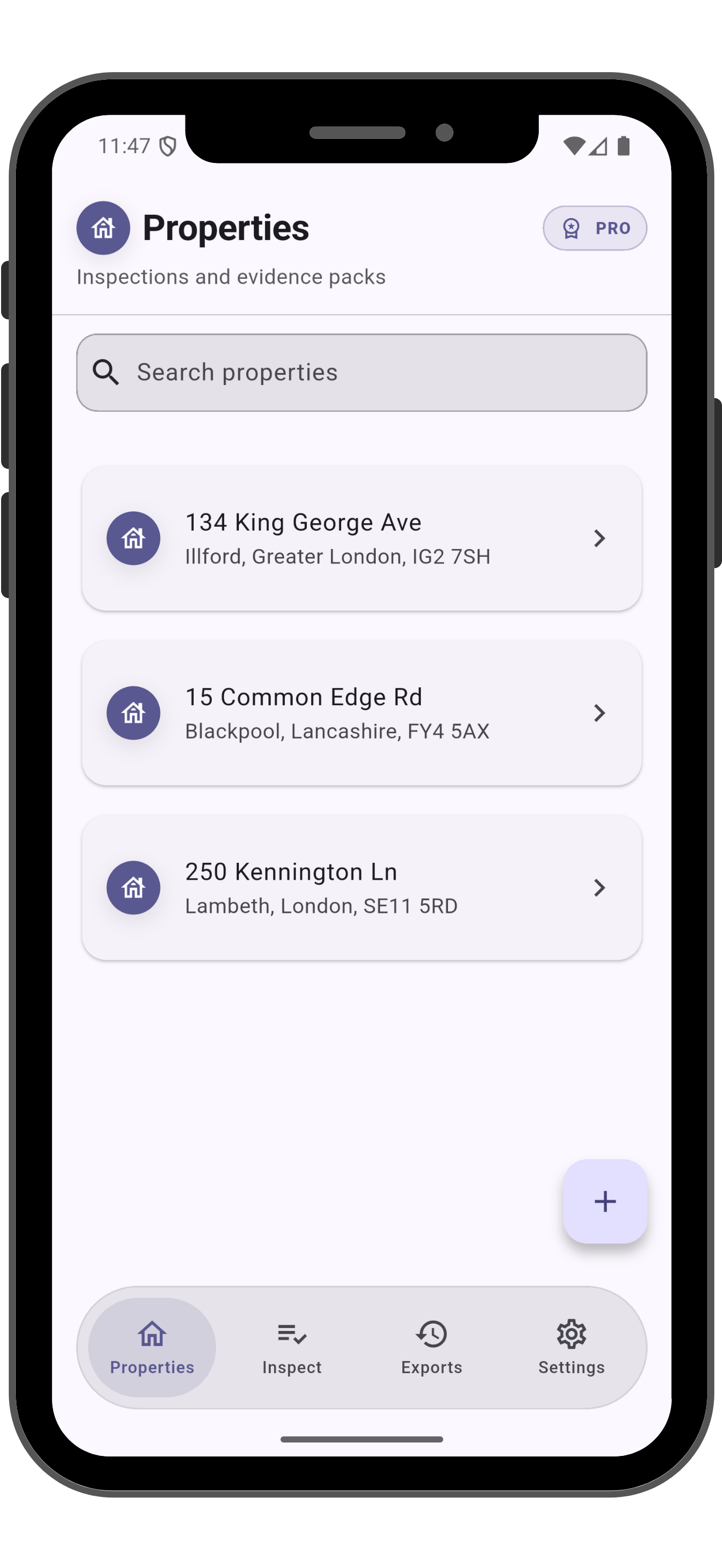 TenancyKit properties screen