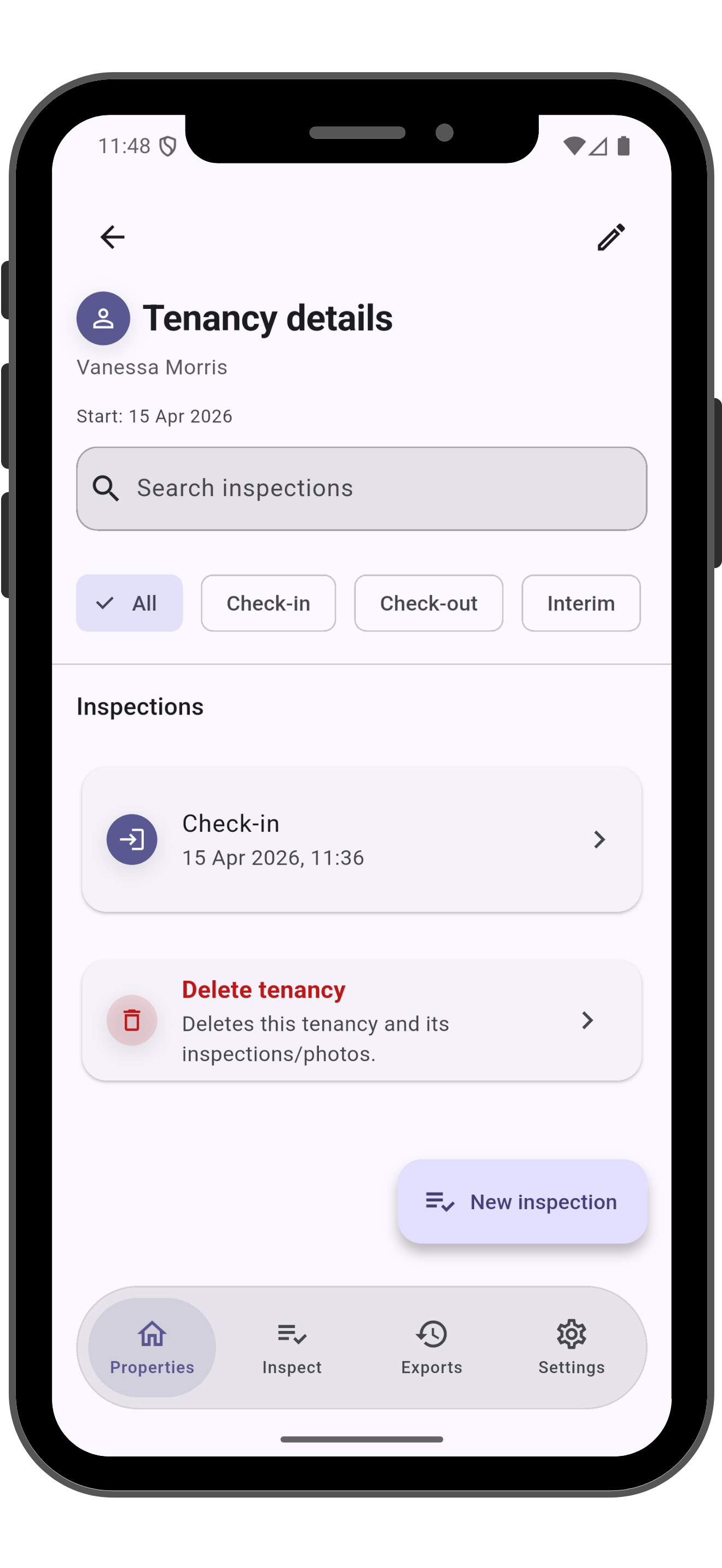 TenancyKit tenancy details screen